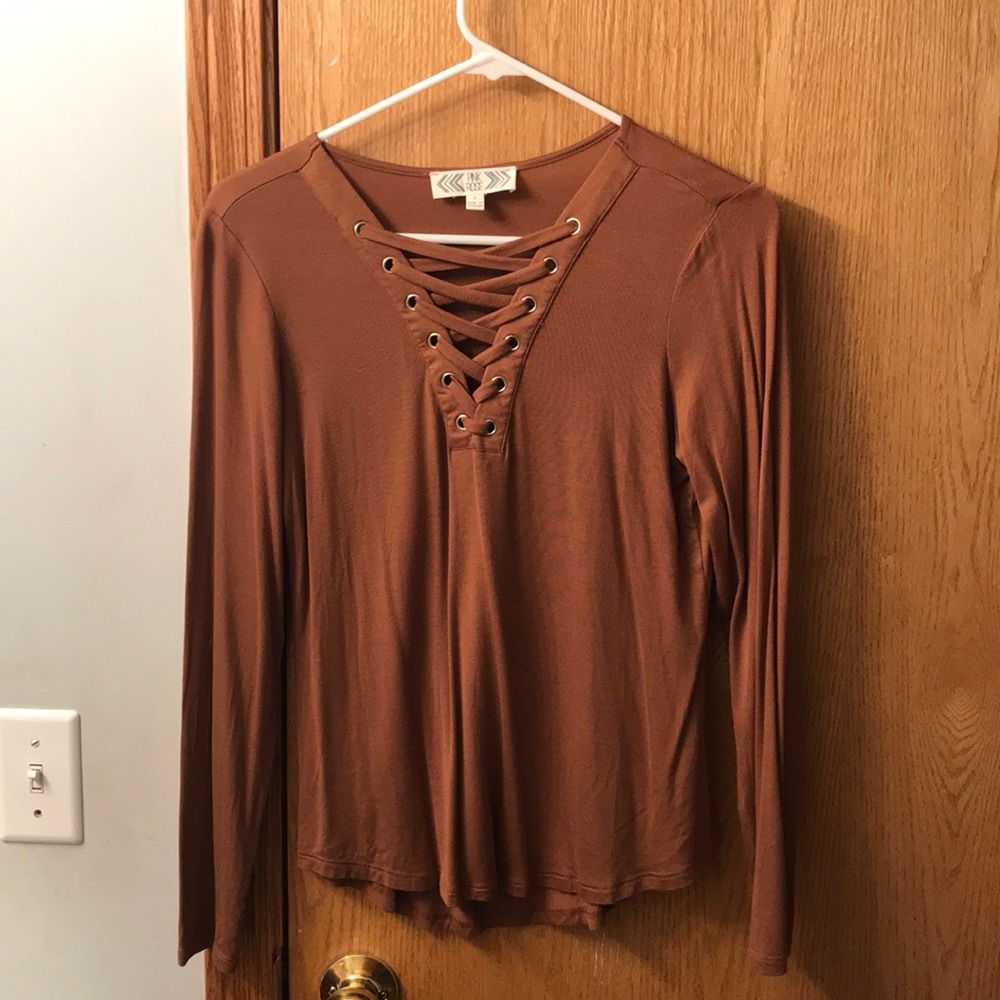 Long sleeve lace up shirt